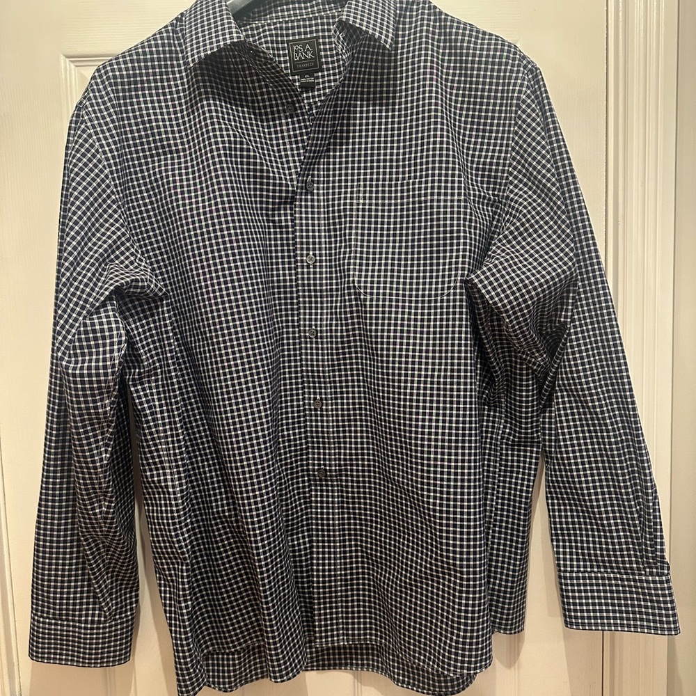 Jos. A. Bank Black and White Checkered Shirt